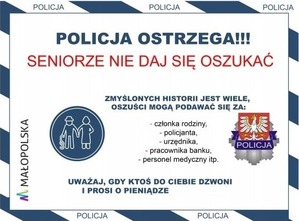 Plakat dotyczący oszustw seniorów